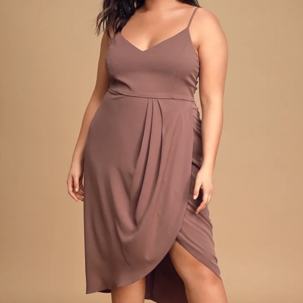 Lulus Reinette Mauve Purple formal Midi Dress (2X) NWT